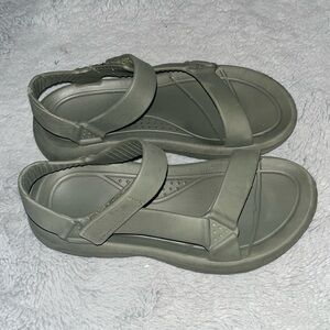 Army green strap sandals